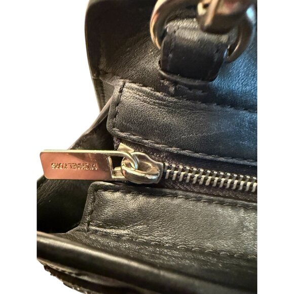 Michael Kors Diamond Grommet Selma Satchel Black Leather Handbag With Handles - Picture 8 of 12